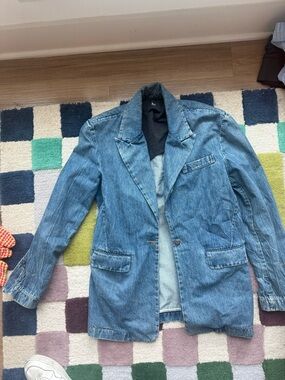 3x1 Denim Blazer Jacket in Light Blue